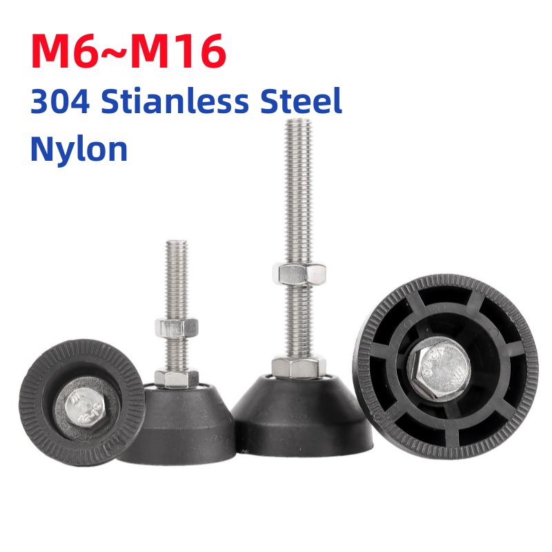 M6 ~ m16 304 aço stianless náilon torno ajustável tipo rosca pés de nivelamento ajustáveis base giratória pernas articuladas
