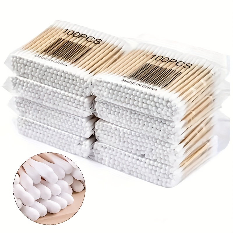 100/300/800 Uds hisopos de algodón desechables de doble cabezal para limpieza de orejas eliminación de maquillaje y higiene limpieza de orejas palitos de algodón