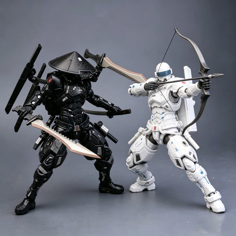 Olhos de Cobra de 22cm G.I. Boneco de Ação Joe 2 em 1: Samurai Branco e Guerreiro Negro - Modelo Montado e Acabado - Brinquedo Ninja Mecha - Presente para Meninos