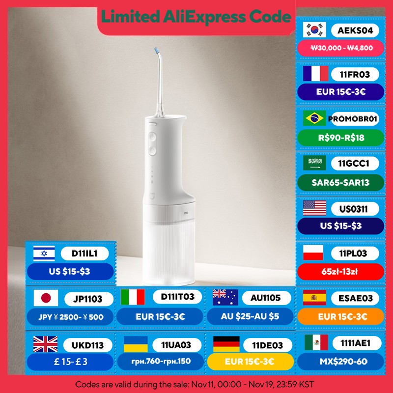 Irrigador oral elétrico XIAOMI MIJIA 2 – ultrassônico, 3 modos, tanque de 200 ml, desligamento automático de 2 minutos, uso suave de 90 dias, fio dental de água