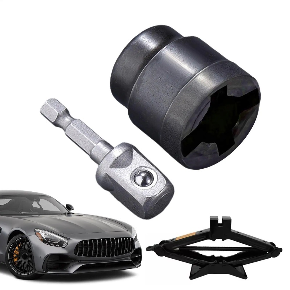 ユニバーサルシザーカージャッキアダプターRVスタビライザージャックドリルアダプターカー分解ツールスチールボールジョイントロッドインパクトレンチツール