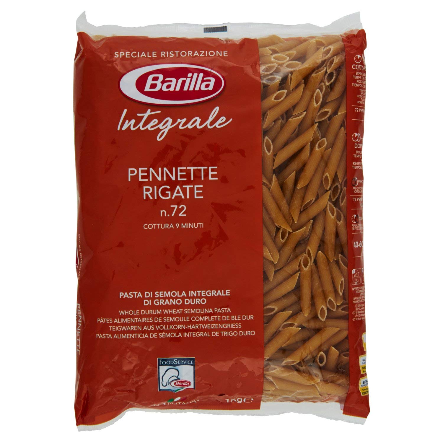 Pâtes Barilla Rigate en grains entiers, lot de 3 (3x1 kg)