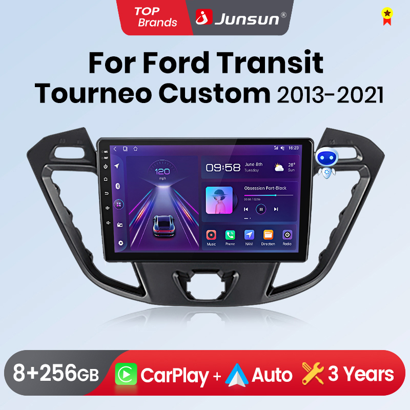 Junsun -Radio con GPS para coche, reproductor Multimedia con Android, CarPlay, estéreo, Sistema Inteligente, para Ford Transit, toureo personalizado, 2013-2021