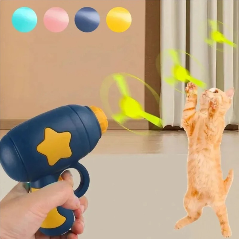 Juguete Divertido para Gatos, Juguete Interactivo de Entrenamiento para Mascotas, Mini Pistola Lanza Discos Voladores para Gatitos, Juegos de Persecución, Juguetes para Gatos, Artículos para Mascotas