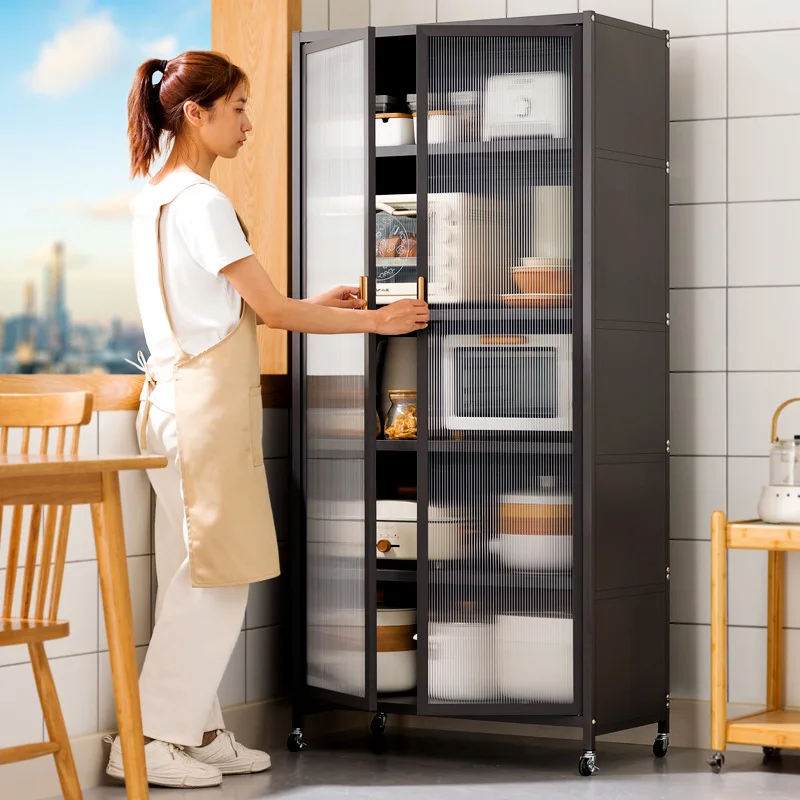 Prateleiras de cozinha Armários de armazenamento laterais de jantar multicamadas do chão ao teto Armários de micro-ondas Armários multifuncionais domésticos