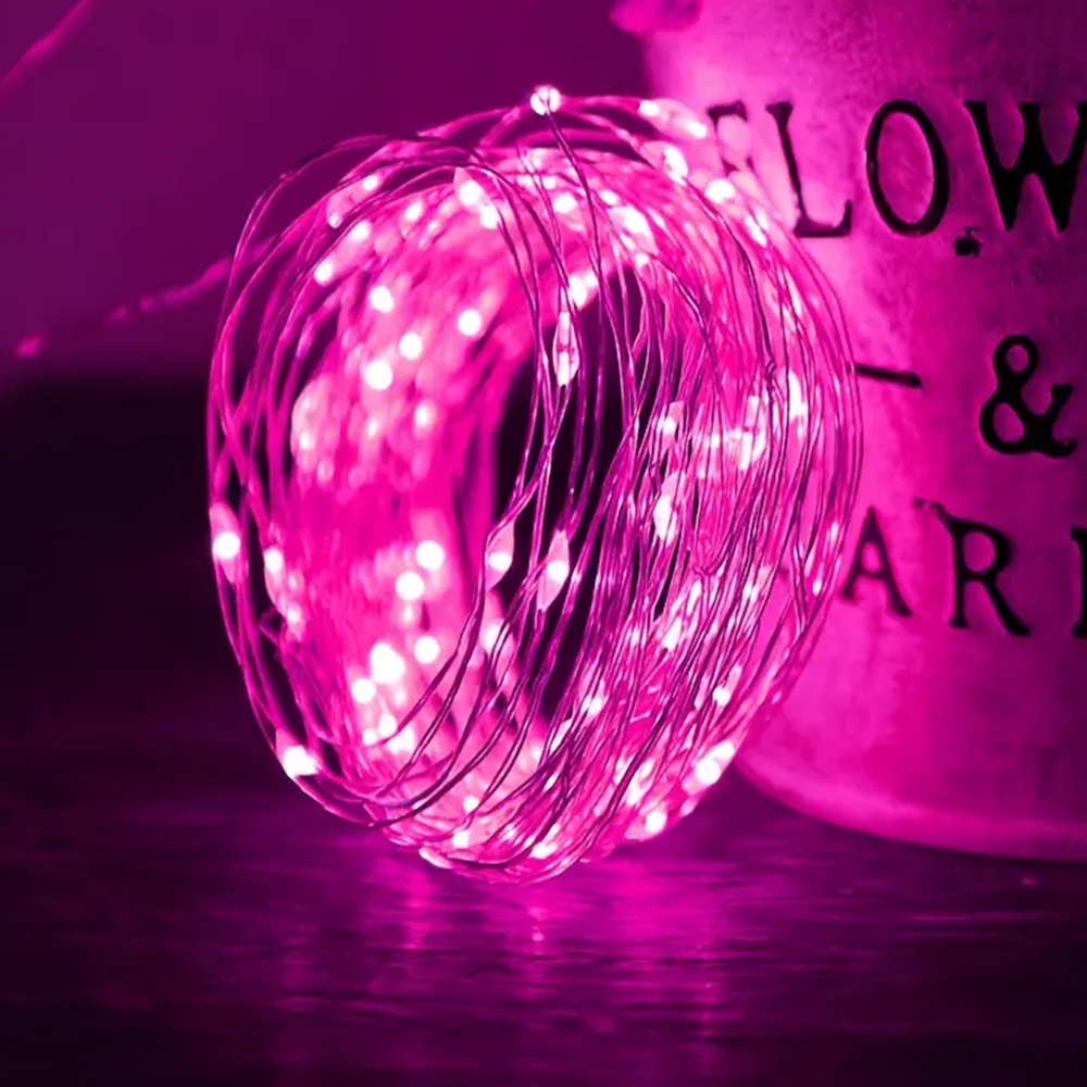 5m 50LED Fairy Light Zasilany bateryjnie, różowy drut miedziany Starry Sky Light, odpowiedni do sypialni, bożego narodzenia, dekoracji świątecznych