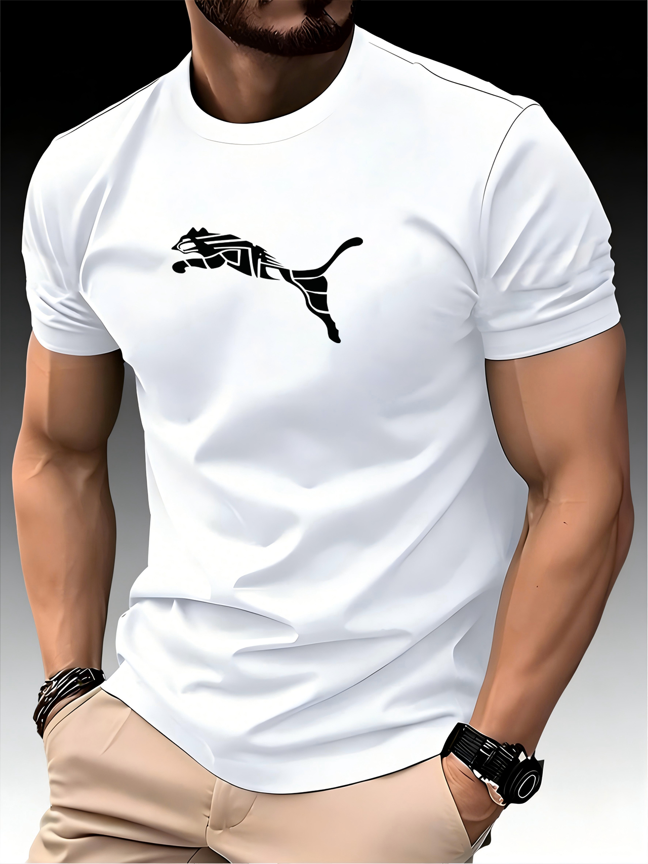 Nueva camiseta de lujo de verano con estampado de leopardo y zorro a la moda para hombre, camiseta informal con cuello redondo de tendencia Y2K, Camiseta deportiva de alta calidad para Fitness
