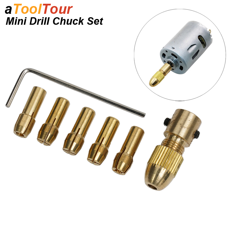 Mini Drill Chuck Collet Set For Electric Motor Shaft Fit Micro Twist Drill Brass Cartridge Rotary Tool Bit Clamping Nut Adapter