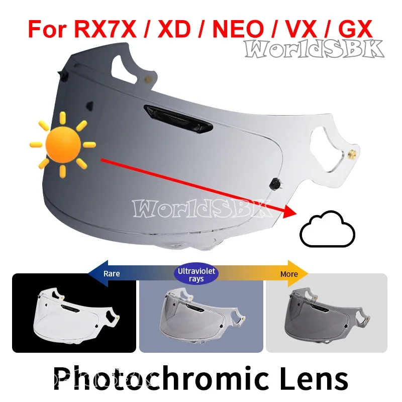 Viseira fotocromática para ARAI RX-7X RX7X CORSAIR-X RC RX-7V RX7V RAPIDE-NEO XD VAS-V ASTRO-GX QUANTUM-X SIGNET-X CHASER-X QUANTIC