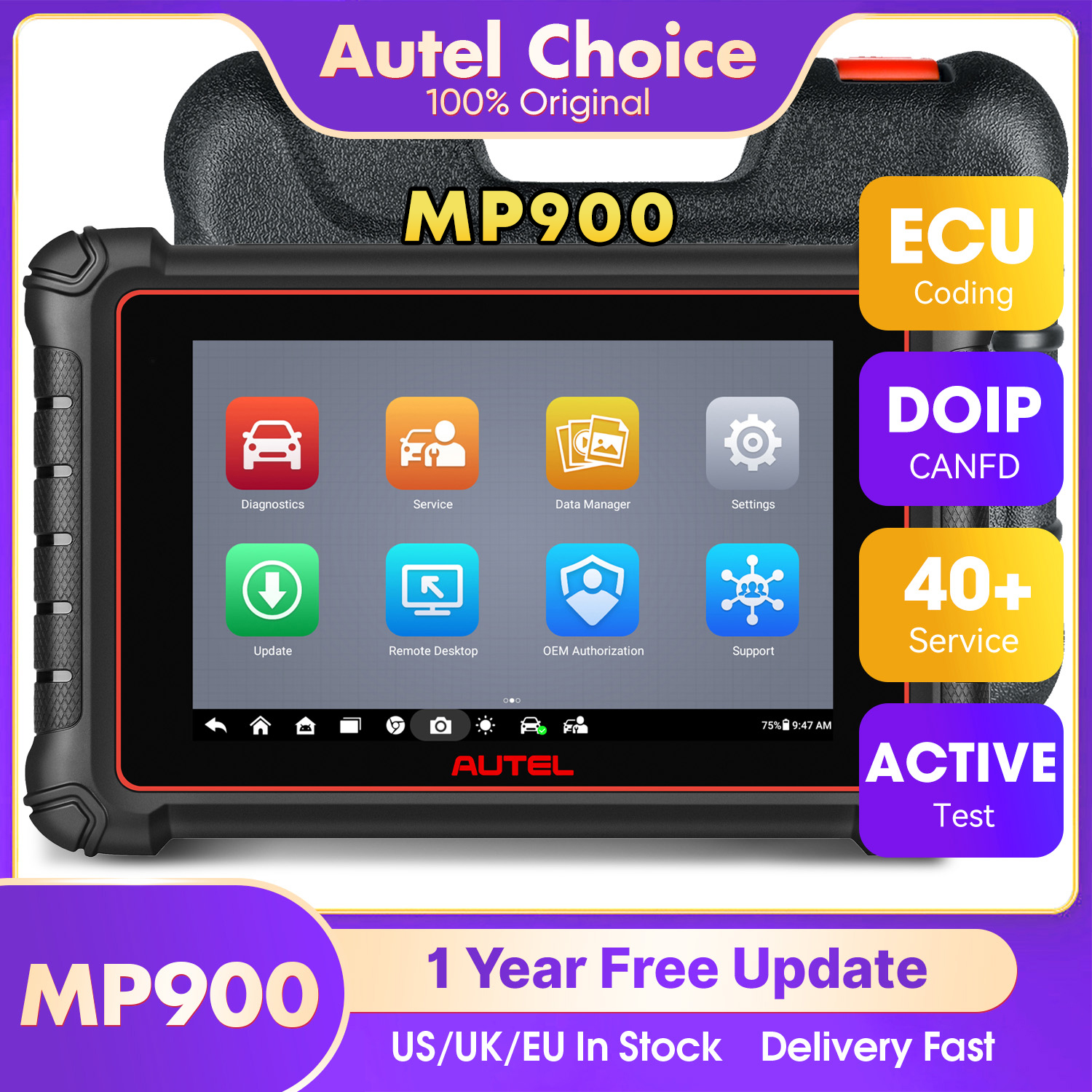 Autel MaxiPRO MP900 MP900E Car Diagnostic Tool ECU Coding OBD2 Auto Scanner CAN FD/DoIP Scan Tools PK MP900-BT MP900-TS MK900