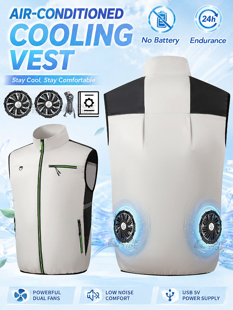 Gilet rafraîchissant 2026 : Veste climatisée avec ventilateur intégré pour 13 heures de refroidissement, idéale pour le travail en température élevée, la pêche et la randonnée