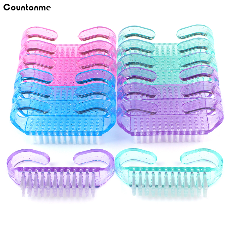 50 sztuk/partia szczotka do czyszczenia paznokci narzędzia kolorowe plastikowe szczotki do czyszczenia kurzu Nail Art Manicure Pedicure proszek miękkie usuwanie