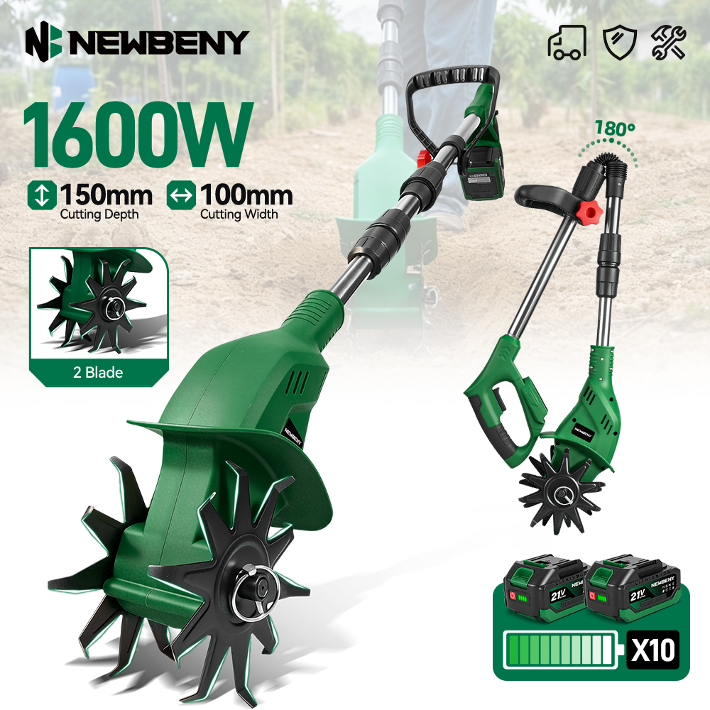 Электрический культиватор NEWBENY 1600 Вт, беспроводной роторный культиватор, скарификатор, газонокосилка, электроинструмент для аккумулятора Makita 21В