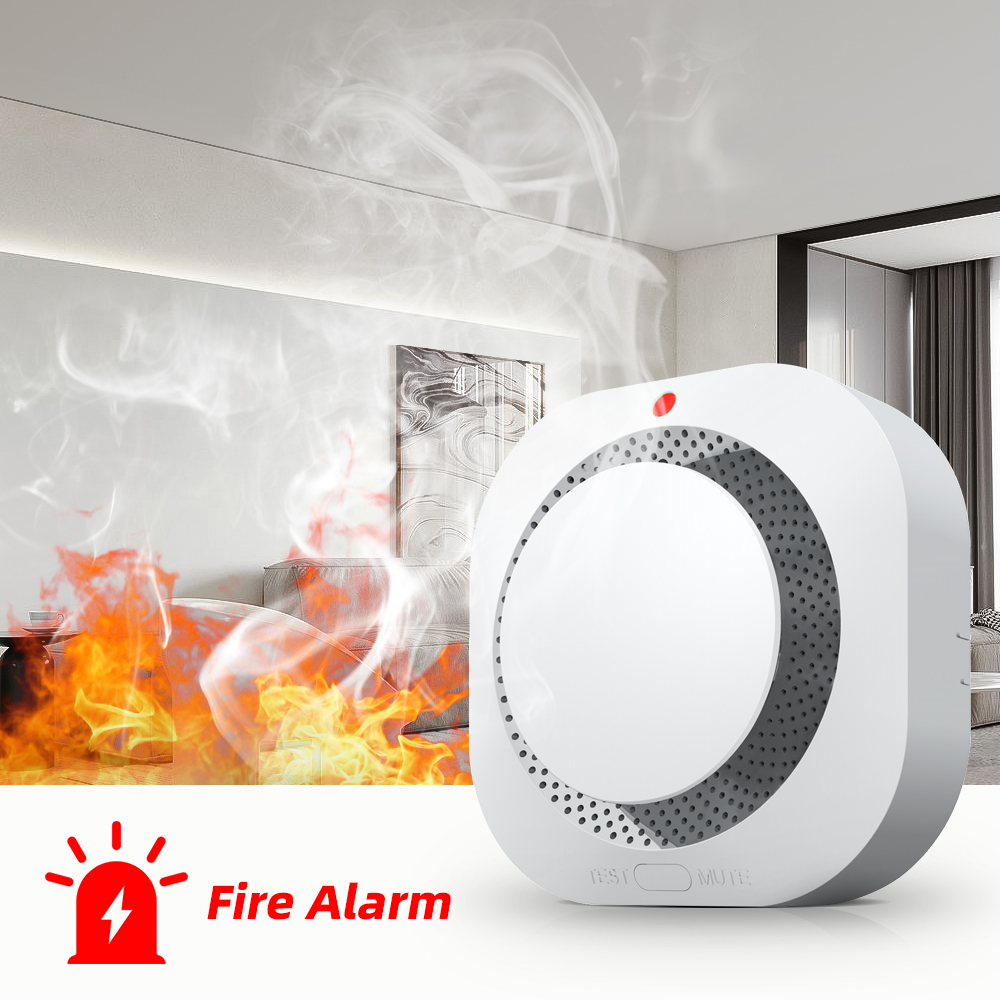 Gautone Rilevatore di fumo indipendente Camera dei bambini Cucina Negozio Sensore di allarme sonoro antincendio Protezione antincendio