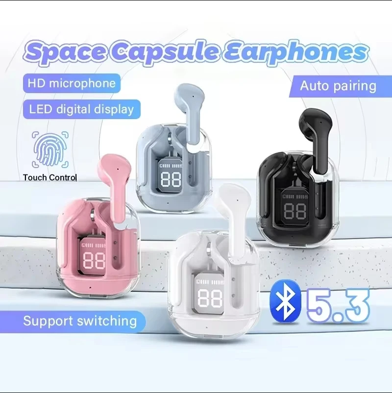 Auriculares inalámbricos TWS T2 con pantalla Digital y potencia LED, auriculares con sonido estéreo, Bluetooth 5,3 para iPone, Xiaomi, Lenovo