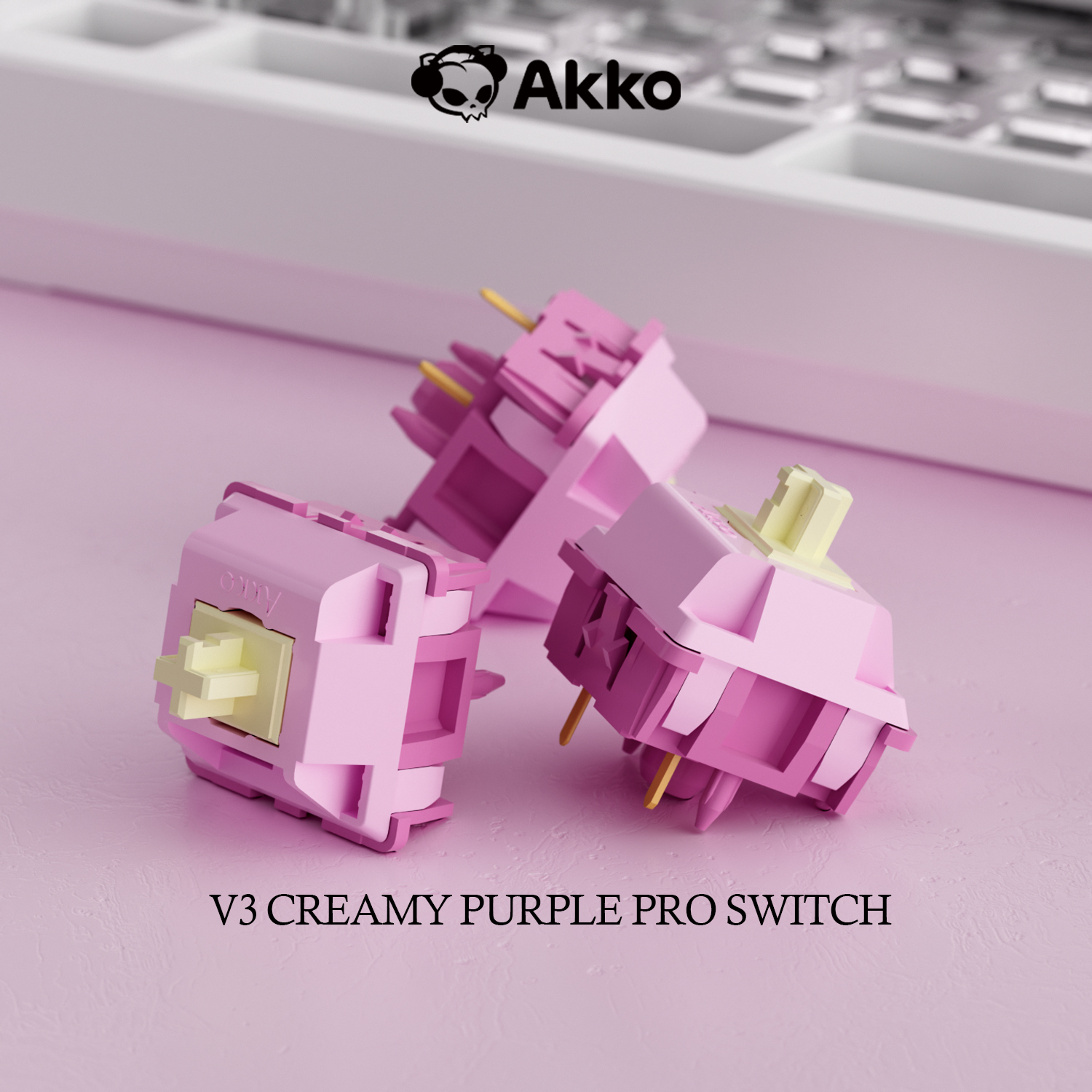 Przełącznik Akko V3 Creamy Purple Pro 5-pinowy przełącznik dotykowy 30gf kompatybilny z klawiaturą mechaniczną MX (45 szt.)