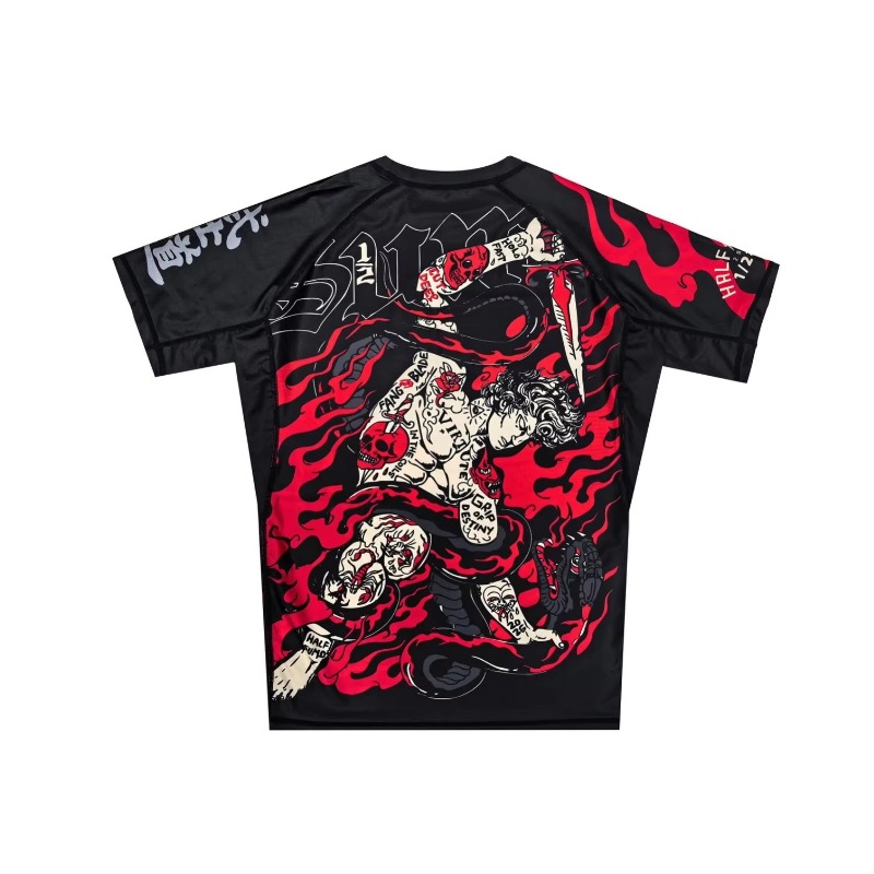 2026 Zomer Jiu-Jitsu Anti-slijtage T-shirt, Y2K Print Training Sneldrogend Nauwsluitend Street Style Top voor heren met korte mouwen