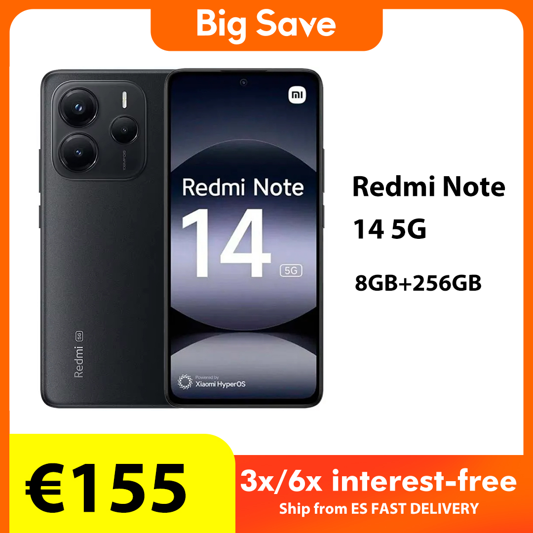 Xiaomi Redmi Note 14 5G NFC 8GB 256GB Cellulare con Display AMOLED da 6.67" 120 Hz, Fotocamera Principale OIS da 108MP, Batteria da 5110mAh