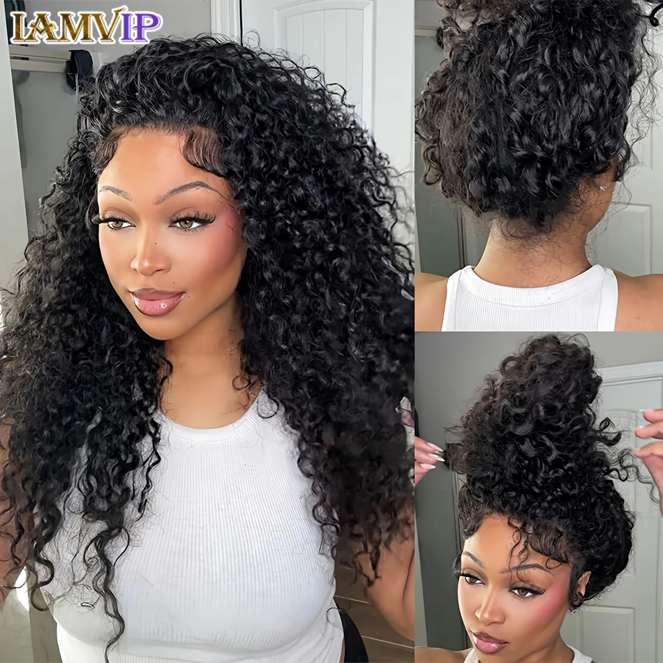 Invisi สายคล้องความหนาแน่น 250 Curly น้ํา 360 ลูกไม้เต็มรูปแบบวิกผมผมมนุษย์ Precut วิกผมลูกไม้ด้านหน้าด้านหน้า Deep Curly Glueless วิกผมวิกผมมนุษย์
