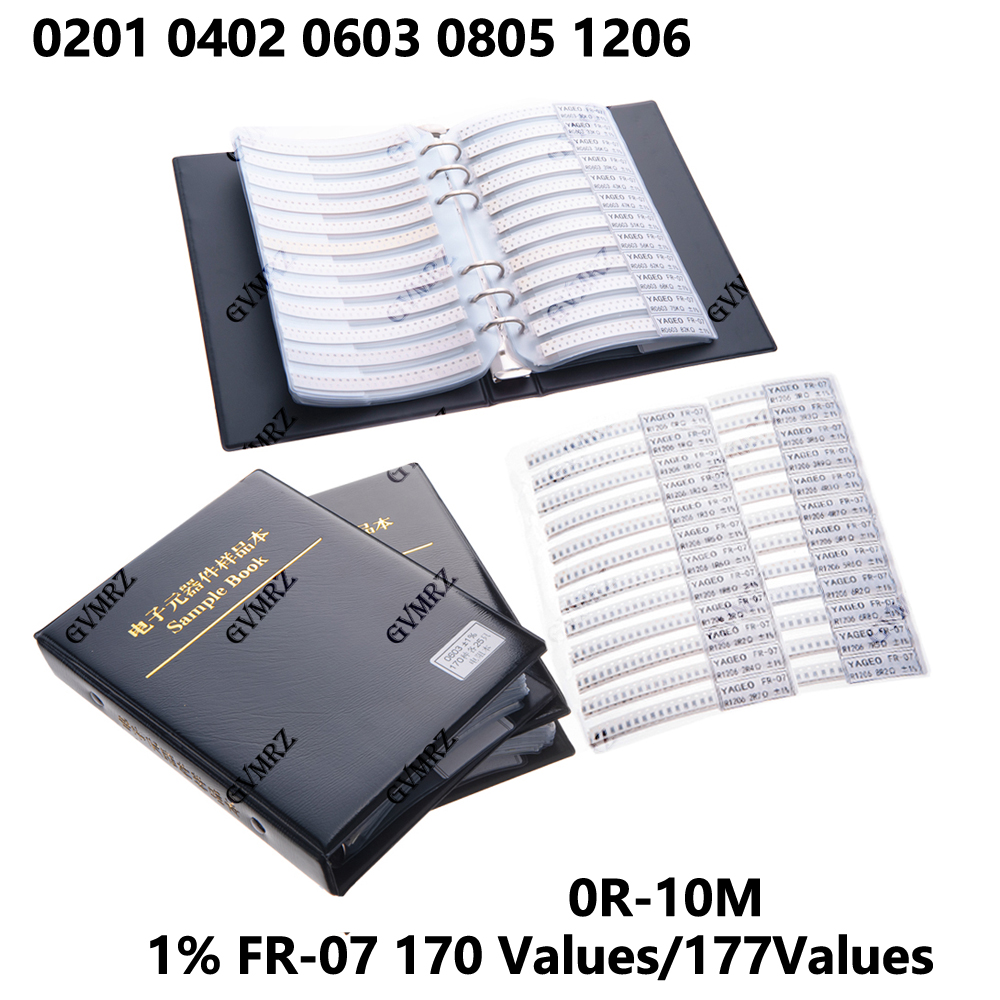 Weerstandset 1% FR-07 170 Waarden SMD Boek Weerstandsassortimentset 0201 0402 0603 0805 1206 0R-10M Smd DIY Voorbeeldboek