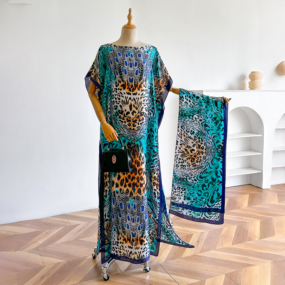 Nouvelle mode africaine, robe courte à manches courtes, motif coloré, Dubai, femmes, été, soie véritable, impression douce, ample, tradition musulmane, foulard