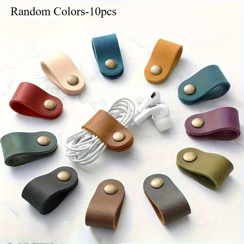 Câble de données en Faux cuir, 10 pièces, câble d'écouteur, attache en Faux cuir, sans batterie, pour câble