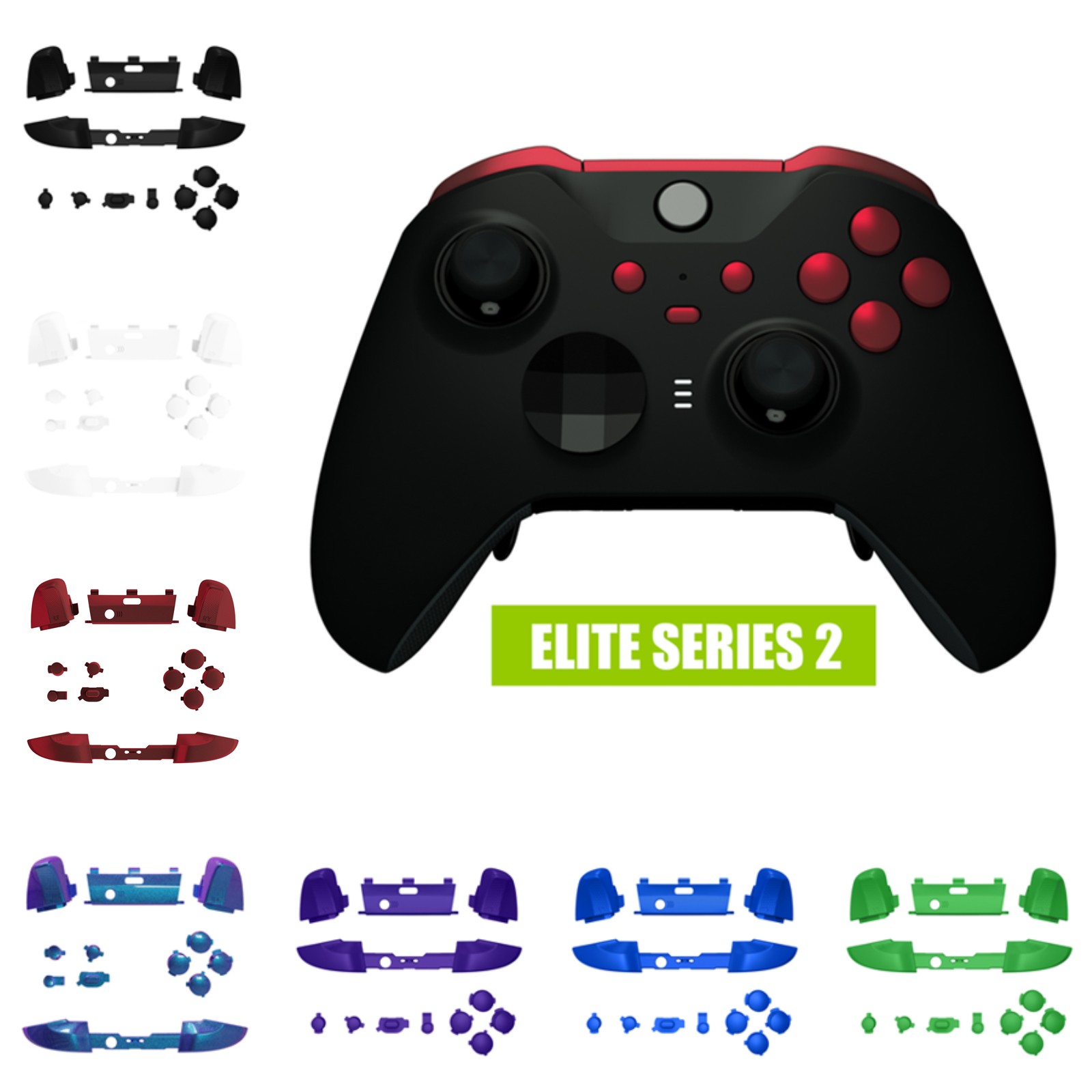 Botões de substituição eXtremeRate LB RB LT RT Bumpers Triggers ABXY Start Back Keys para Xbox One Elite V2 Controller Modelo 1797