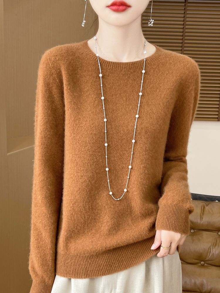 Klassieke 100% Merino Wol Vrouwen Trui Herfst Winter Vrouwelijke Gebreide Trui O-hals Lange Mouw Kleding Tops Effen Kasjmier Top