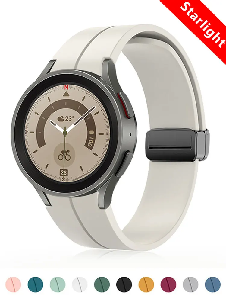 Pulseira de silicone original para samsung galaxy watch 6 5 4 pulseira clássica 47mm 43mm 44mm 40mm fivela magnética galaxy watch 5 pro 45mm