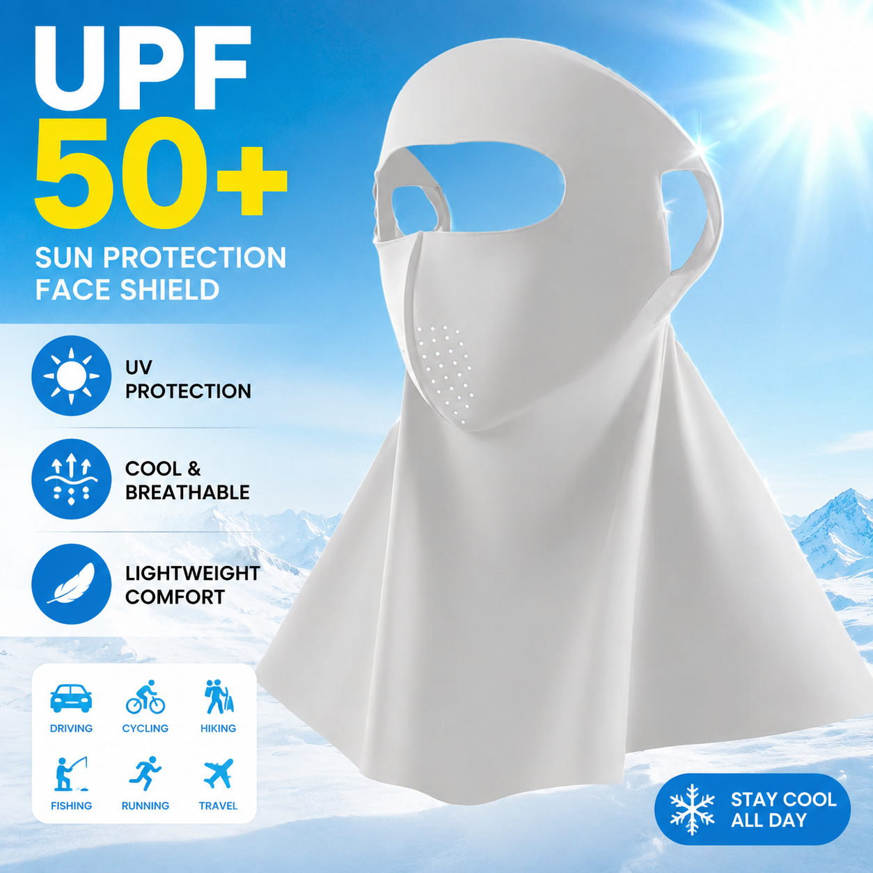 Facial Gini Summer Sports Ear Cord Scarves Mask Neck Protection Anti-uv Ice Silk Sunscreen Mask Face Veil with Eyeglass Hole