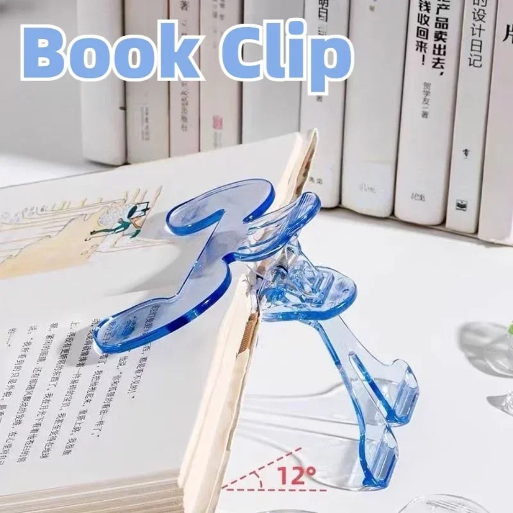 คลิปหนีบหนังสือพลาสติกใส 1 ชิ้นพร้อมขาตั้งอุปกรณ์ช่วยอ่านหนังสือคลิปหนีบหนังสือแบบคงที่เครื่องเขียนอุปกรณ์การเรียน