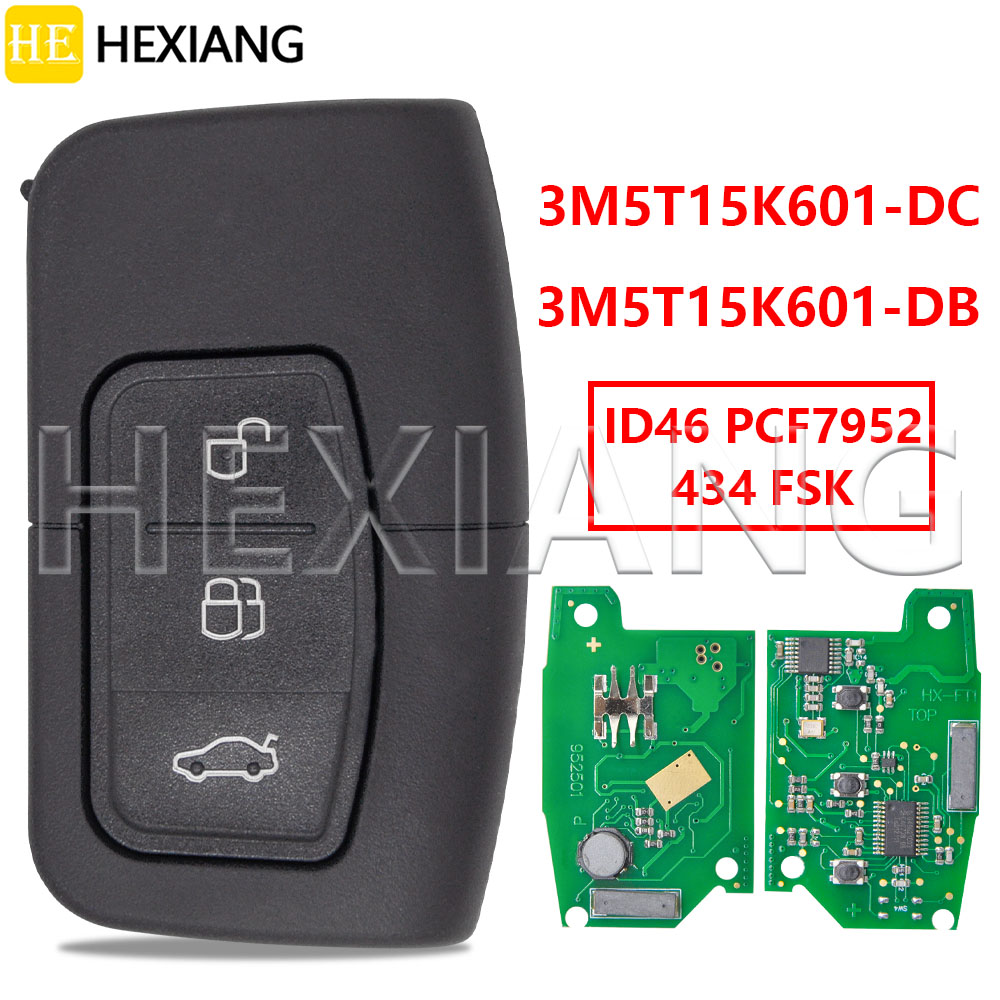 Автомобильный ключ-пульт HE 3M5T-15K601-DC /DB 4D63+ 434FSK для Ford Fusion, Focus, Fiesta, Kuga Mk7, Escape, C-Max MK2, Mondeo, Galaxy