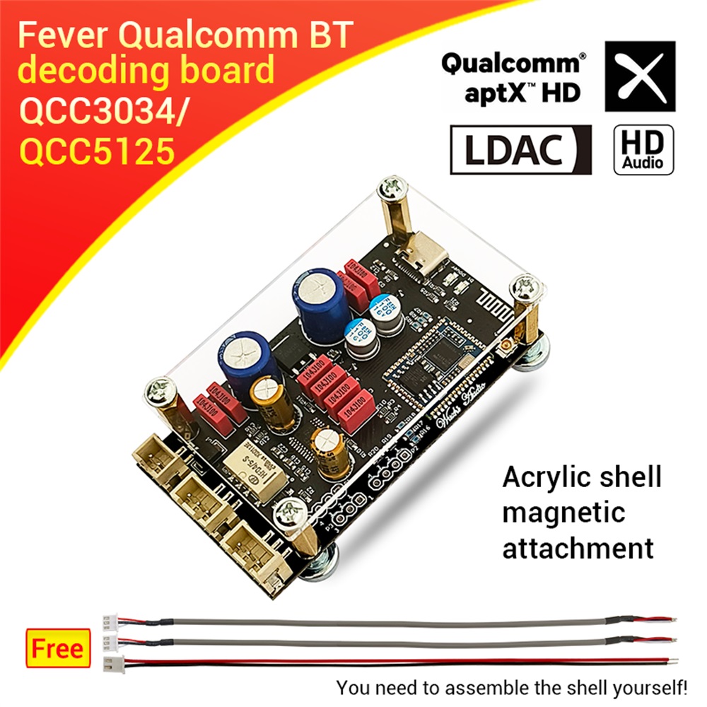 ZK-QCC Qualcomm QCC5125 QCC3034 Bluetooth 5.1 Lossless Decodering Board APTX LDAC Audiofiele kwaliteit DC8-32V PCM5102A DAC Chip