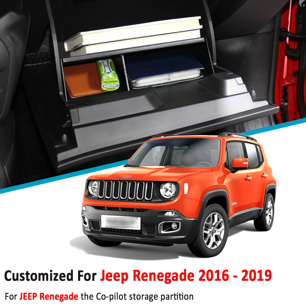 Organizer do schowka samochodowego dla Jeep Renegade 2016-2023 LHD, organizer do schowka pasażera, przegródka do przechowywania, akcesoria do wnętrza