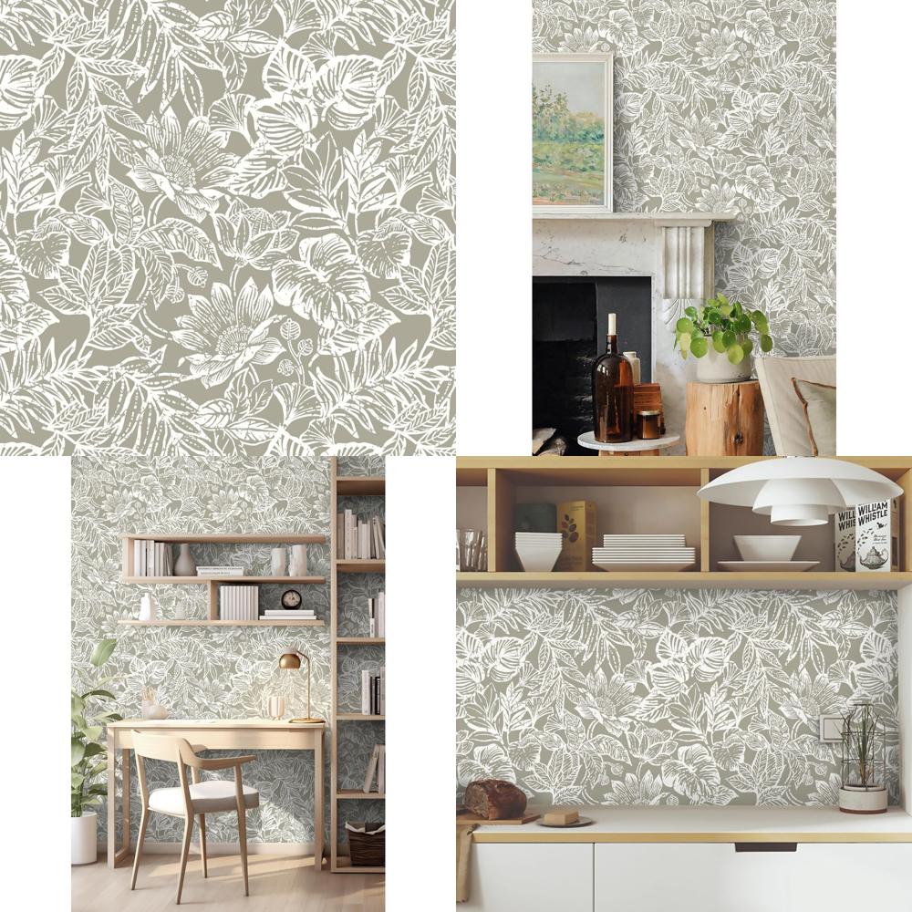 Modern Tropical Floral Peel and Stick Wallpaper, Removable Self-Adhesive Contact Paper for Stylish Interiors