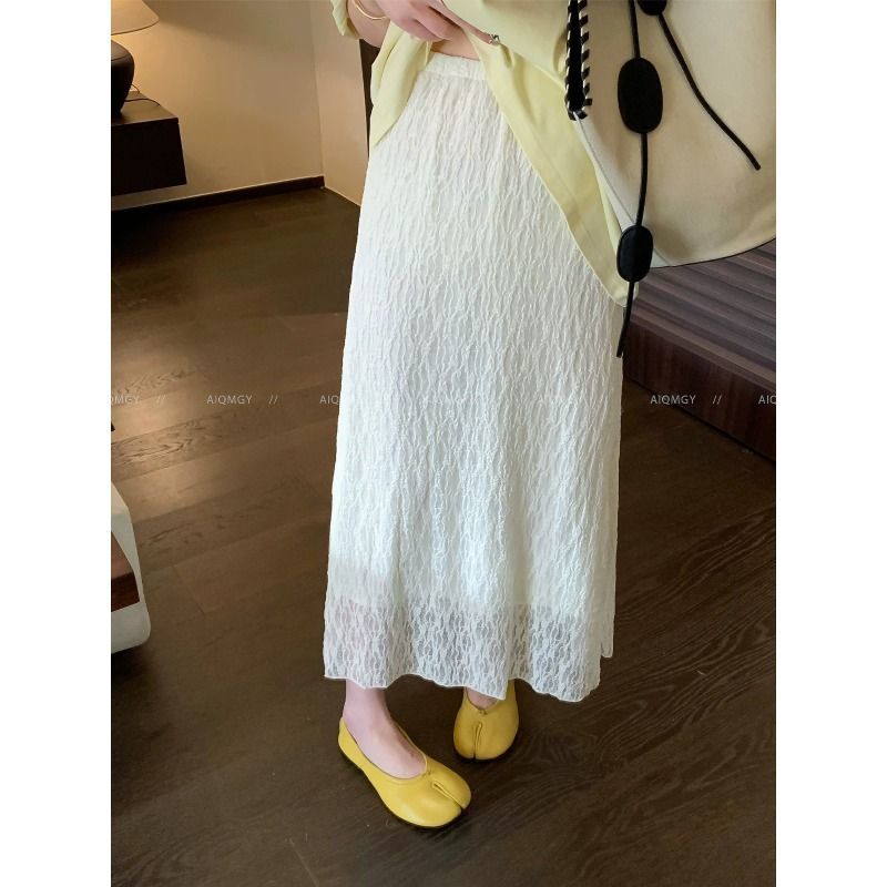 2026 Summer New Women Solid Straight Long Skirt High Waist Elegant All Match Fashion Casual Streetwear Versatile Midi Skirt