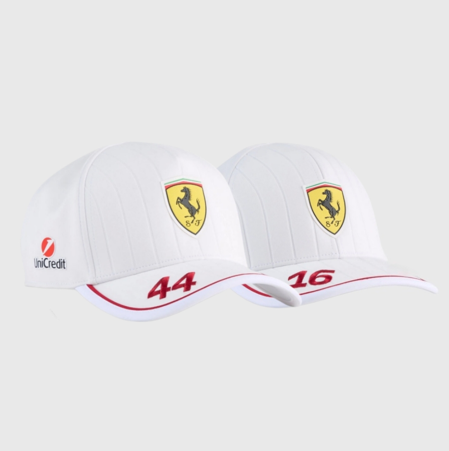 Casquette Scuderia Ferrari 2025 Team Hamilton, Charles Leclerc, blanche, casquette de baseball Ferrari 2025 Miami GP, casquette pour supporters