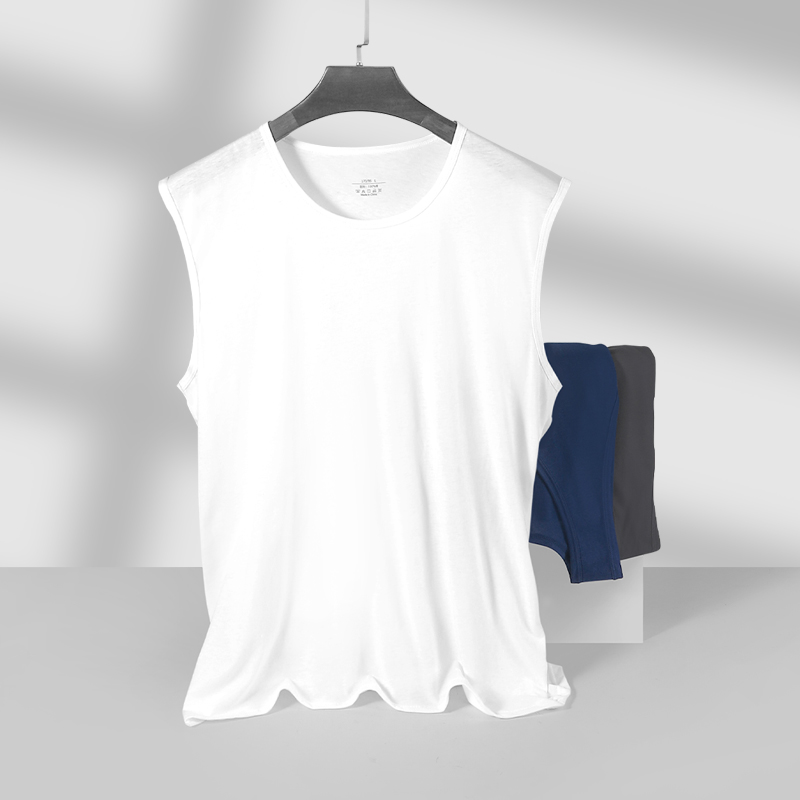 Kaos Dalam Pria Katun Murni Bernapas Slim-Fit untuk Remaja, Tank Top Olahraga Longgar Tipis untuk Musim Panas