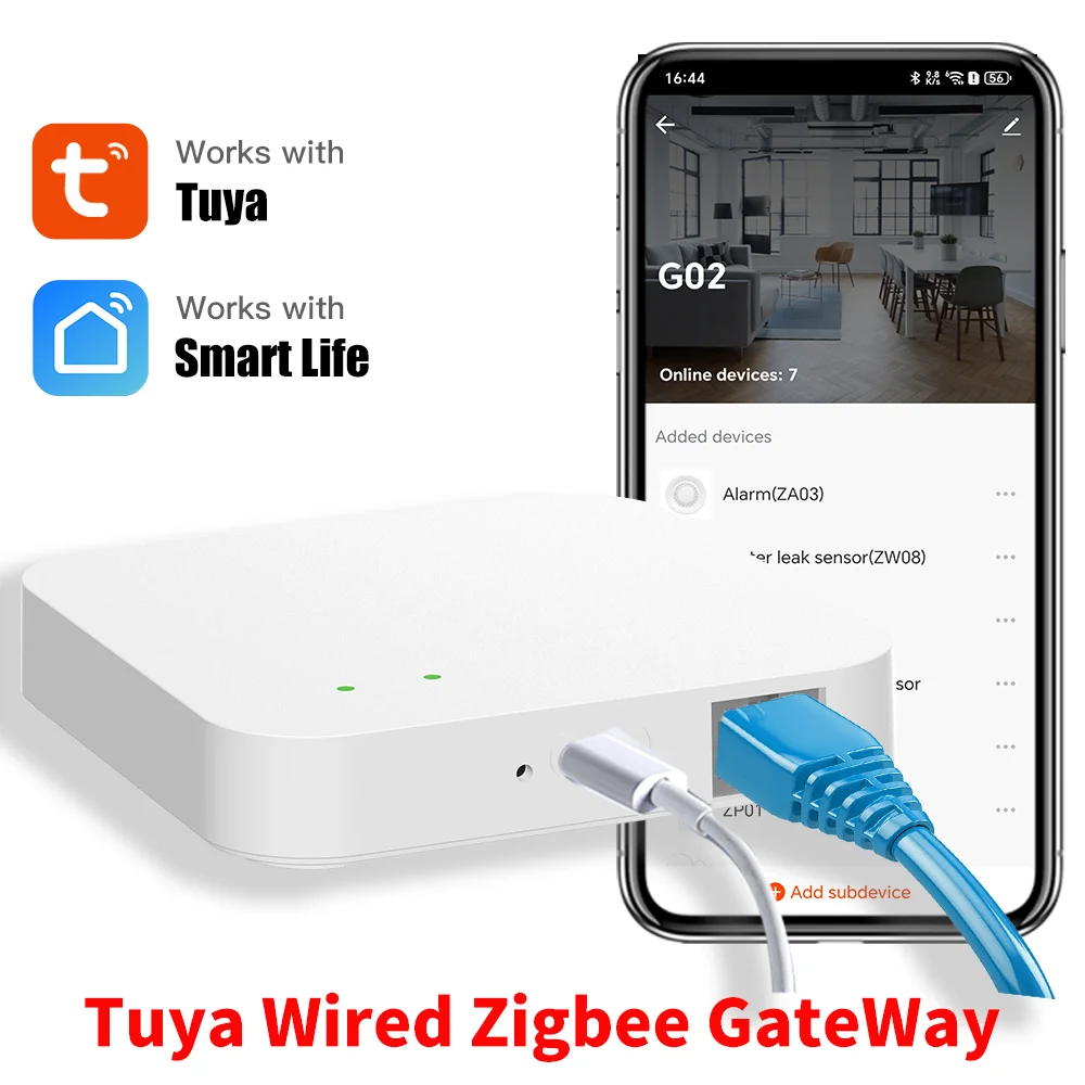 Współpracuje z Alexa Google Home Tuya Zigbee Wired Hub Gateway dla inteligentnej automatyki domowej dla urządzeń Zigbee za pośrednictwem Smart Life