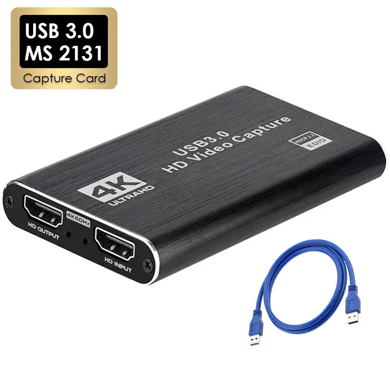 Карта видеозахвата 4K USB 3.0, HDTV 1080P 60Hz, HD видеорекордер для PS4, OBS, записи игр и прямой трансляции