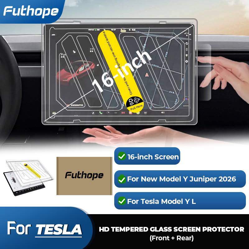 Futhope 2枚入りHD強化ガラススクリーンプロテクター テスラ モデルY 2026 ジュニパー モデルYL センターコントロールフィルム 取付ツール付き