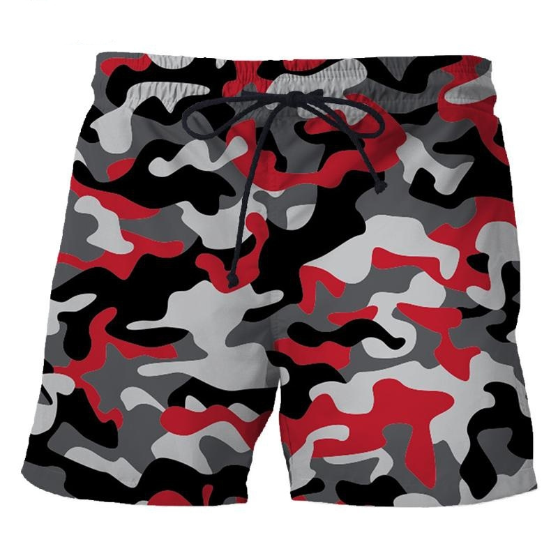 Pantalones cortos con estampado 3D de camuflaje para hombre, pantalones cortos para deportes al aire libre, moda Unisex, bañadores informales para nadar y playa, ropa