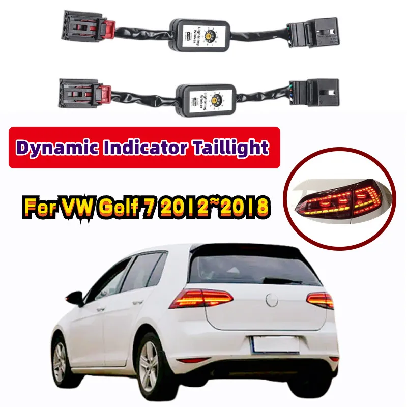 2 pces indicador led lanterna traseira add-on módulo cabo chicote de fios para vw golf 7 preto dinâmico sinal de volta esquerda & direita luz da cauda