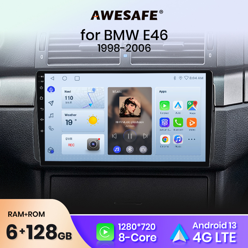 AWESAFE PX9 dla BMW E46 Coupe M3 Rover 316i 318i Multimedia radiowe samochodowy 2 din Android Radio samochodowe CarPlay Autoradio GPS
