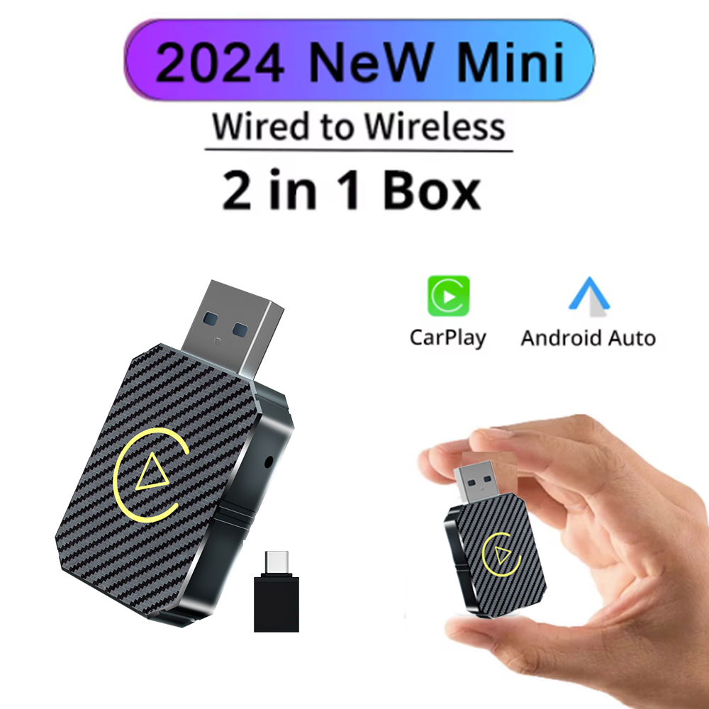 Adapter bezprzewodowy 2 w 1 CarPlay Android Auto Smart Mini Box Plug And Play WiFi Szybkie połączenie Bluetooth 5.0 Przewodowy do bezprzewodowego