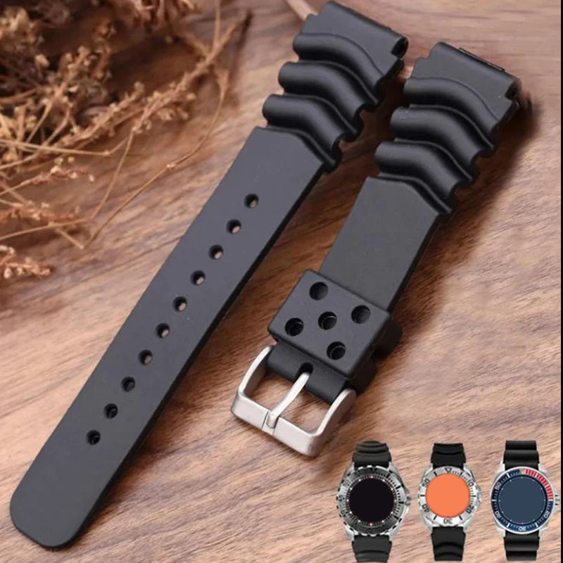 Bracelet de montre en résine de plongée pour Seiko, en Silicone, étanche, en caoutchouc souple, 18/20/22mm, accessoire de Sport pour hommes
