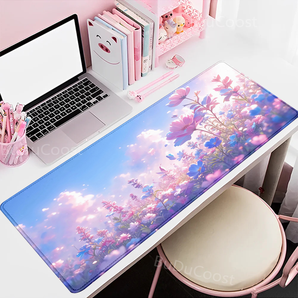 mouse pad Gaming Green Plant Flower Aesthetics XL Computer mousepad XXL Playmat Natural Rubber Office Carpet Computer Mice Pad