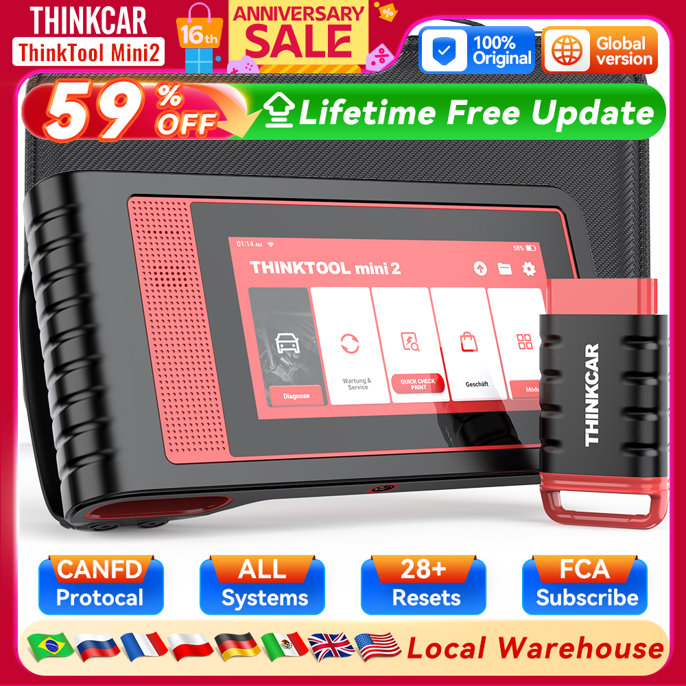 THINKCAR THINKTOOL MINI 2 CANFD Auto Diagnostische Hulpmiddelen Obd2 Scanner Bidirectionele Scan Tool 28 Resets Volledige Systeemdiagnose
