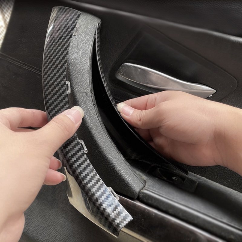 2 piezas de accesorios para coche, cubiertas de fibra de carbono para manijas de puerta izquierda/derecha, compatibles con BMW Serie 3 E90 E91 316 318 320 325 328i