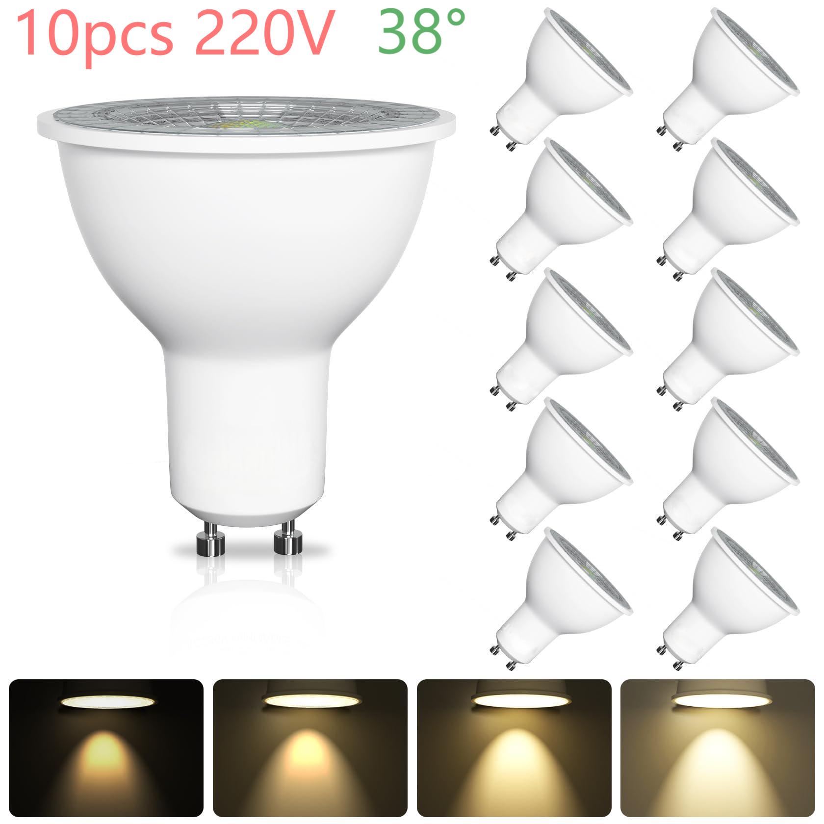 10pcs GU10 หลอดไฟ LED 220V 5W 3000K หรี่แสงได้ 50W ฮาโลเจน Spotlight เปลี่ยนหลอดไฟประหยัดพลังงาน 38 °   มุมลําแสงแคบ